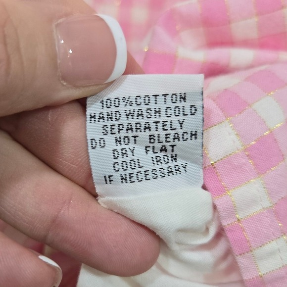 Vintage Y2K Lapis Pink Gingham Skirt Small Belted Gold Metallic Plaid Coquette - Picture 9 of 10